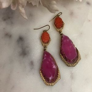 Orange & Magenta Drop Earrings